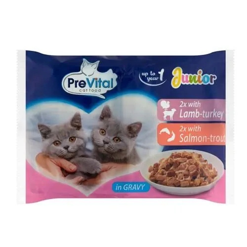 KARMA MOKRA DLA KOTA PREVITAL JUNIOR 52 X 100G SASZETKI DLA KOCIĄT MIX