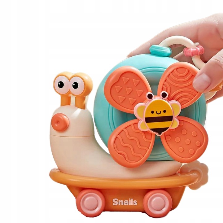 ŚLIMAK SENSORYCZNY JEŻDŻĄCY 4W1 SPINNER Z PRZYSSAWKĄ DLA DZIECI DO KĄPIELI