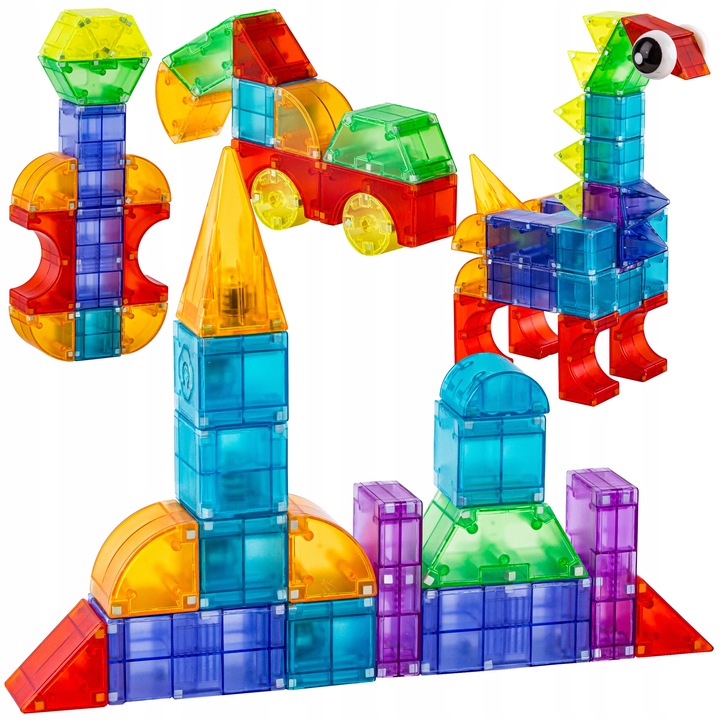 KLOCKI MAGNETYCZNE ŚWIECĄCE KONSTRUKCYJNE Kreatywne Edukacyjne 94 el 3D