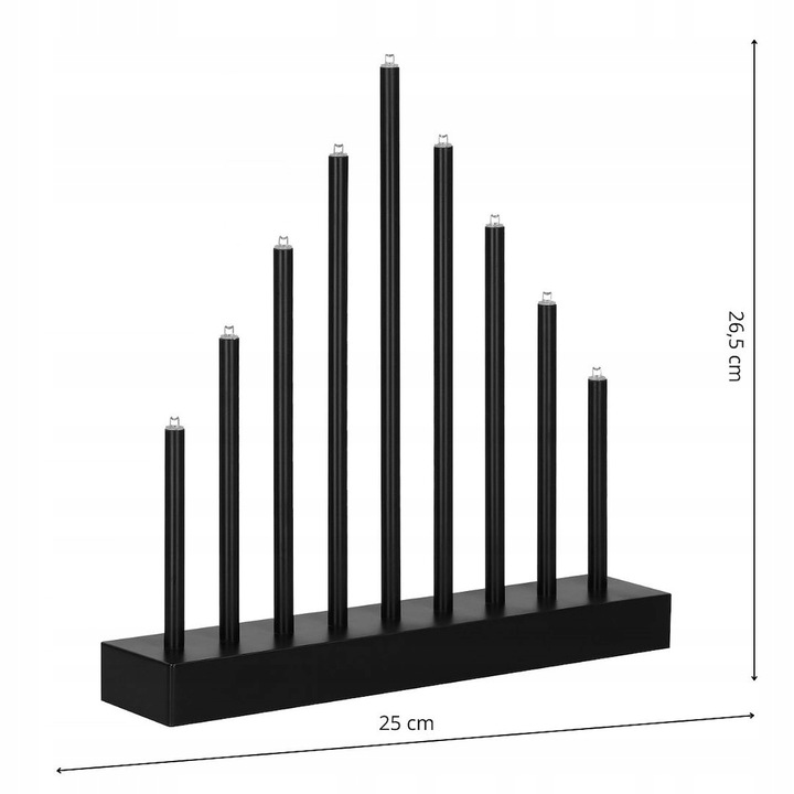 ŚWIECZNIK ADWENTOWY ŚWIECE ŚWIECZKI LAMPKI ŚWIĄTECZNY NA OKNO 9 led CZARNY