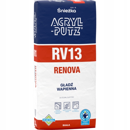 ŚNIEŻKA ACRYLPUTZ RV13 RENOVA GŁADŹ WAPIENNA 20kg do pomieszczeń wilgotnych