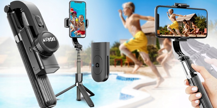 Gimbal Bezprzewodowy stabilizator obrazu do telefonu kamery z tripodem