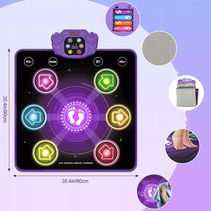 MATA DO TAŃCA DLA DZIECI Z BLUETOOTH GRY MUZYCZNA MATA TANECZNA STRZAŁKAMI