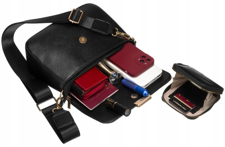 MAŁA TOREBKA DAMSKA LISTONOSZKA PETERSON MODNA MIEJSKA NA MAGNES CZARNA