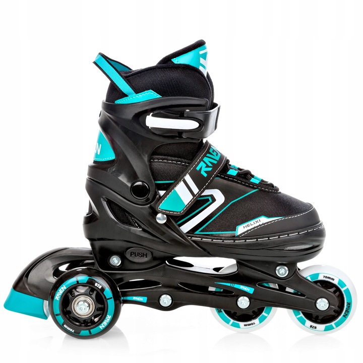 Rolki Łyżwy Wrotki 4w1 Regulowane RAVEN Helixi Black/Mint 30-33 Kółka LED
