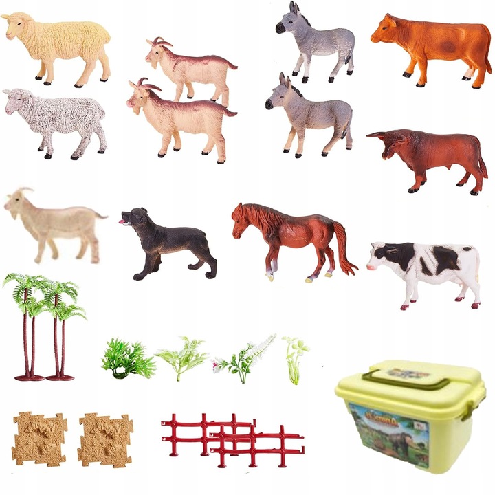 FARMA FIGURKI ZWIERZĘTA WIEŚ DUŻY ZESTAW W PUDEŁKU 57 ELEMENTÓW XXL WOOPIE