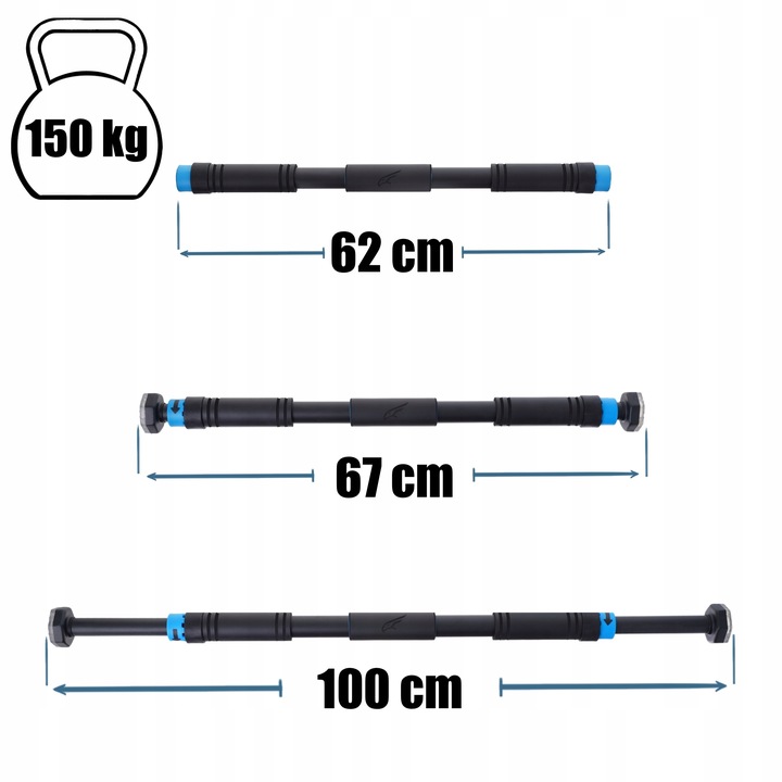 DRĄŻEK DO PODCIĄGANIA ROZPOROWY REGULOWANY 67-100CM STALOWY MOCNY 150KG