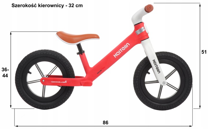 Rowerek biegowy Moderni-08 czerwony pompowane koła