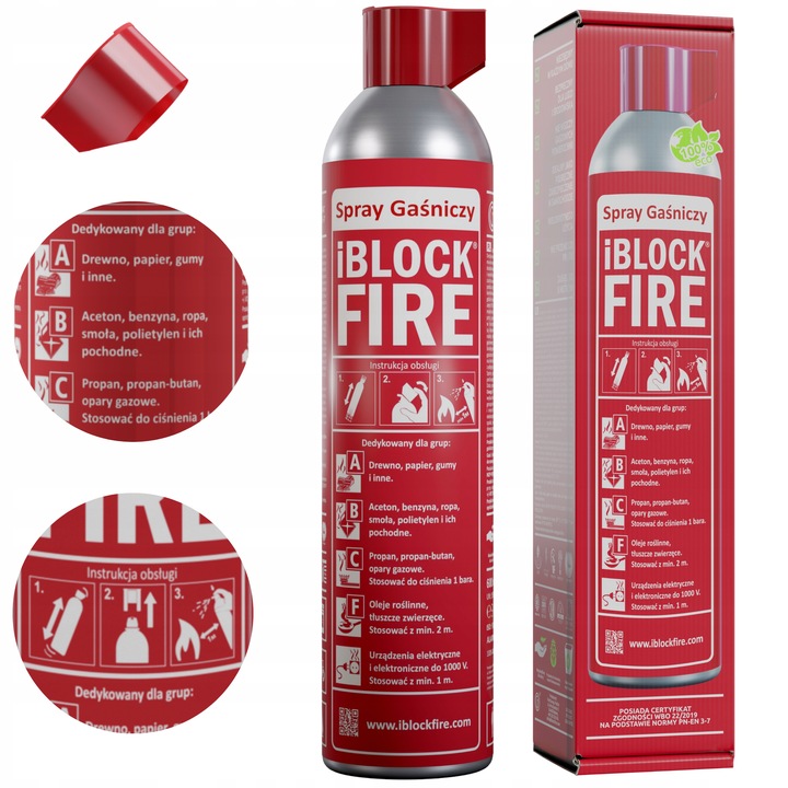 SPRAY GAŚNICZY ABCF+E 100%BIO GAŚNICA iBlockFIRE 600 PRO