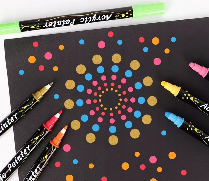 MARKERY AKRYLOWE ZESTAW 48 SZT Pisaki Flamastry Mazaki z farbą do kamieni