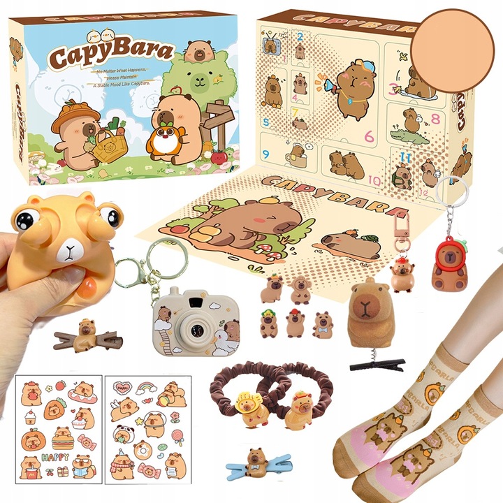 KALENDARZ ADWENTOWY ŚWIĄTECZNY KAPIBARA 12 OKIENEK PREZENT DLA DZIECI