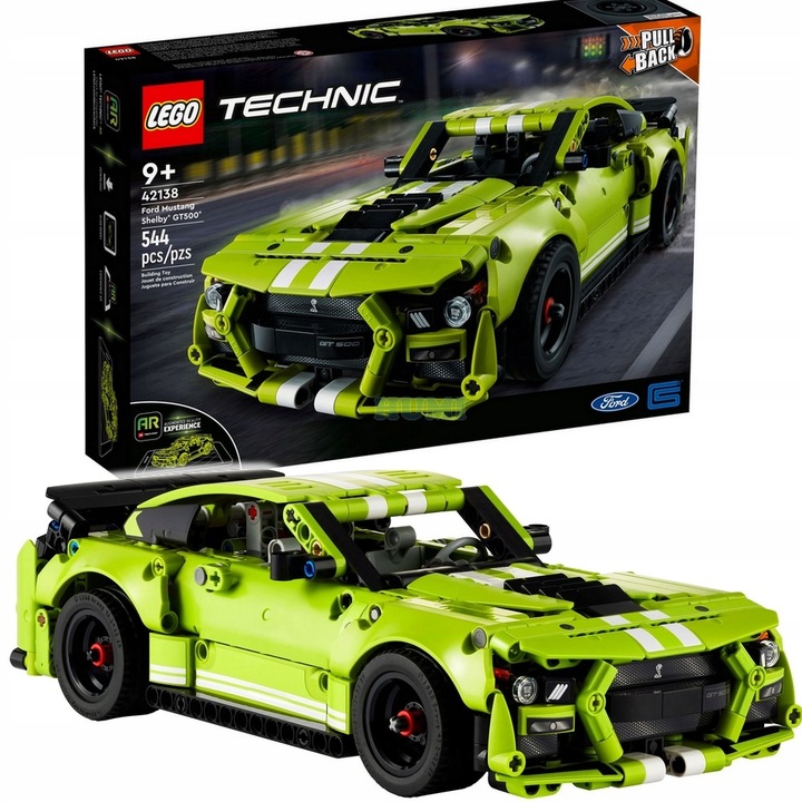 LEGO TECHNICS Samochód Ford Mustang Shelby + 2x silnik Pull&Back