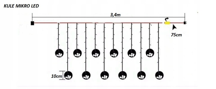 KULE WISZĄCE LAMPKI CHOINKOWE KURTYNA MIKRO LED