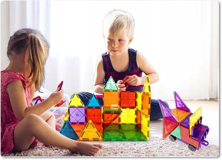 KLOCKI MAGNETYCZNE Duże 3D Magnetic Tiles Konstrukcyjne zestaw XXL 80 el
