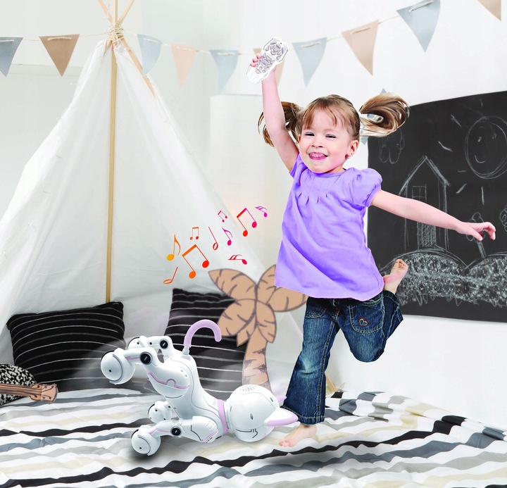 Zdalnie sterowany robot kot, programowalny inteligentny, światło, dźwięk