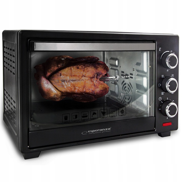 PIEKARNIK ELEKTRYCZNY Z KONWEKCJĄ ROŻNEM I RUSZTEM 25L TERMOOBIEG TERMOSTAT