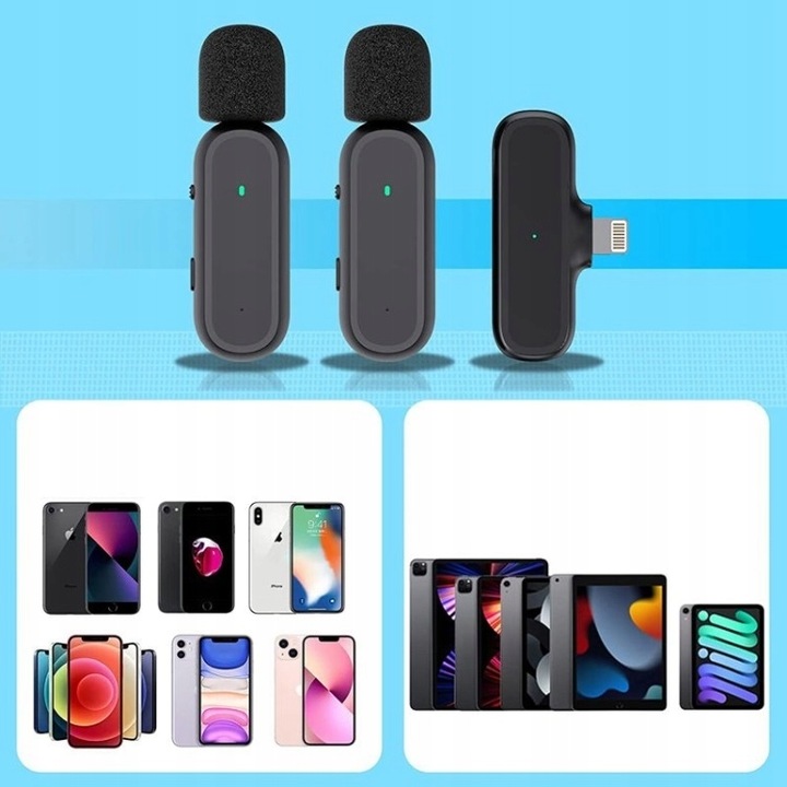 2X MIKROFON KRAWATOWY IPHONE BEZPRZEWODOWY + ETUI