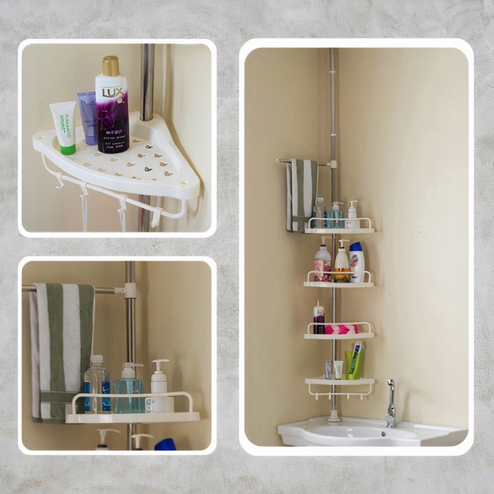 PÓŁKA ŁAZIENKOWA NAROŻNA POD PRYSZNIC TELESKOPOWA DO ŁAZIENKI KOSMETYK 305c