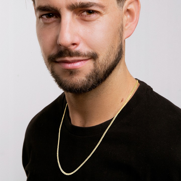 ZŁOTY ŁAŃCUSZEK MĘSKI PANCERKA 4g PEŁNY KUTY MOCNY ŁAŃCUCH 50 cm SREBRO 925