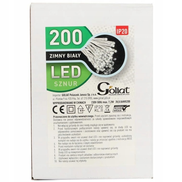 200 LED ZIMNY BIAŁY lampki wewnętrzne choinkowe świąteczne Święta dekoracja