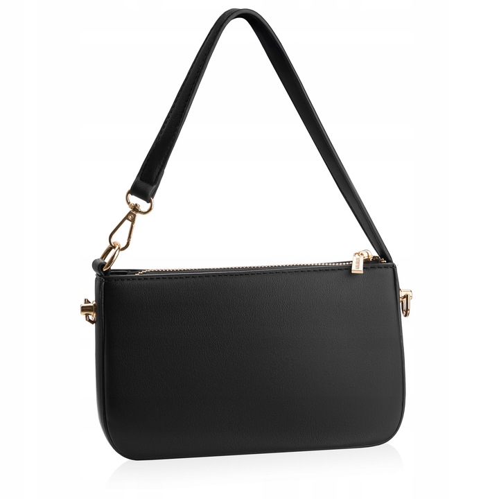 BETLEWSKI Mała torebka wizytowa kopertówka dwa paski wygodna sztywna