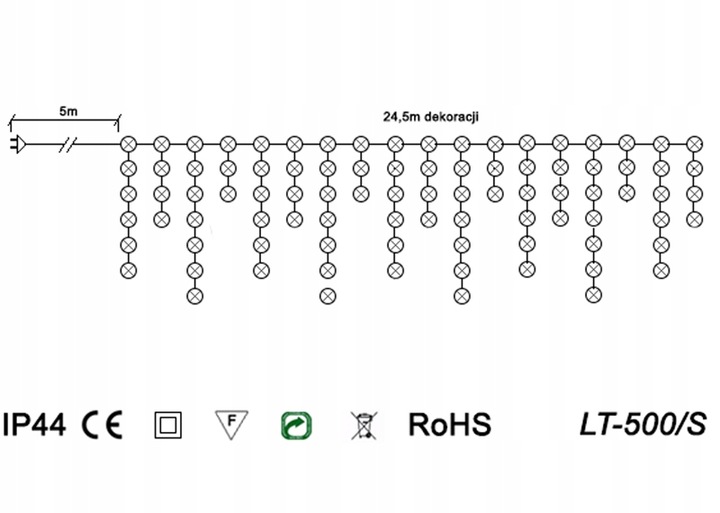 SOPLE 500 LED KURTYNA 25m LAMPKI ZEWNĘTRZNE CIEPŁE BIAŁE STAŁE + TIMER