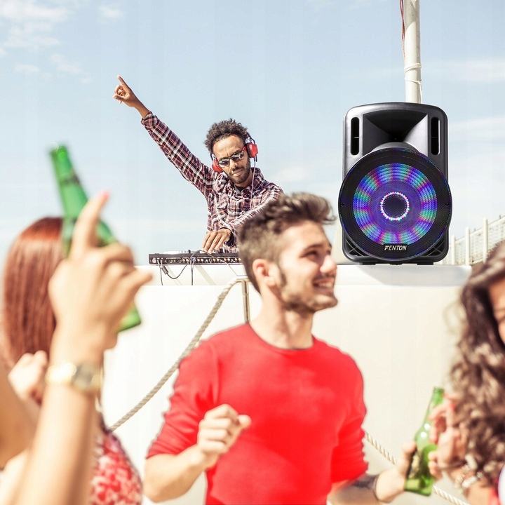 Kolumna aktywna 15'' 800W UHF BT bateria+ mikrofon/ imprezy konferencje