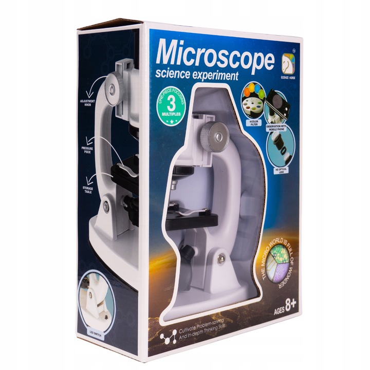 MIKROSKOP EDUKACYJNY ŚWIATŁA LED PRZYBLIŻENIE 1200X PREZENT DLA DZIECKA