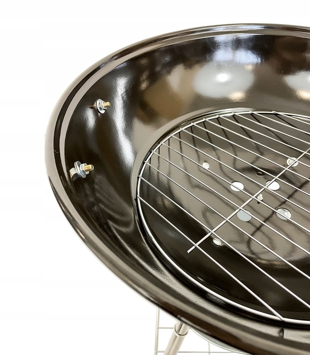 GRILL OGRODOWY WĘGLOWY OKRĄGŁY PRZENOŚNY POKRYWA RUSZT + 4 x MATA BBQ