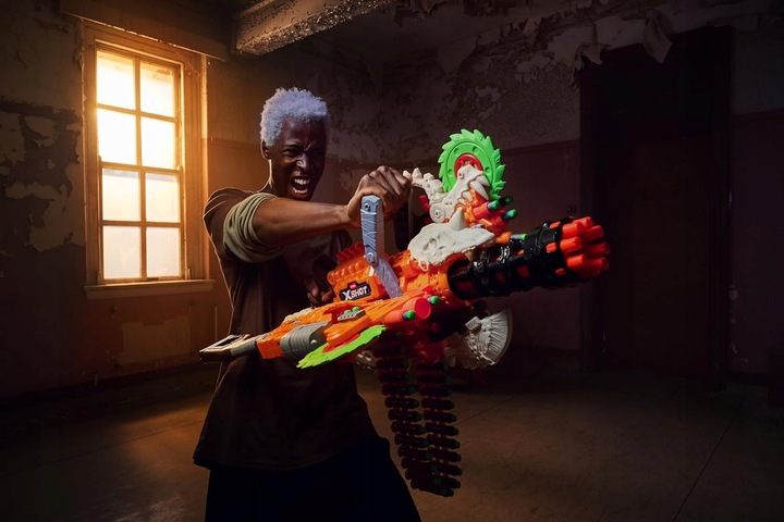 MINIGUN X-SHOT HORRORFIRE DUŻY PISTOLET KARABIN DREAD HAMMER + GOGLE NERF