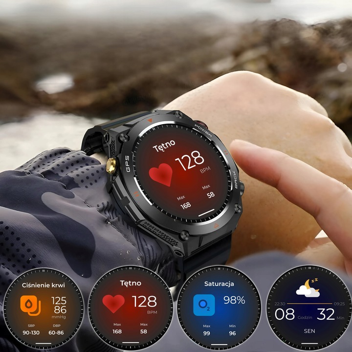 SMARTWATCH Zegarek GPS BAROMETR KOMPAS CIŚNIENIOMIERZ ROZMOWY