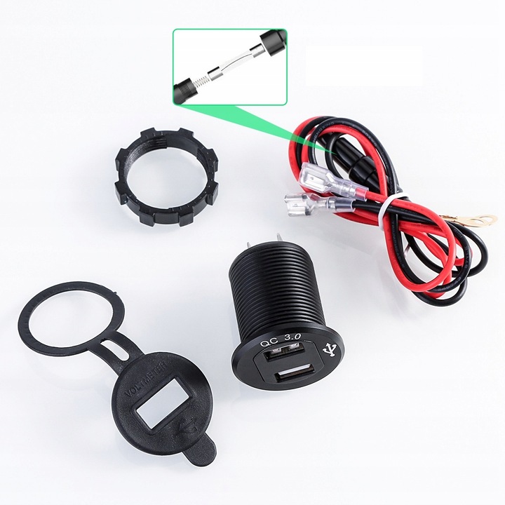 ŁADOWARKA SAMOCHODOWA 2xUSB QC3.0 WOLTOMIERZ DOTYK