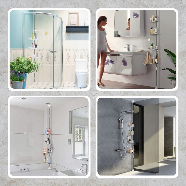 PÓŁKA ŁAZIENKOWA NAROŻNA POD PRYSZNIC TELESKOPOWA DO ŁAZIENKI KOSMETYK 305c