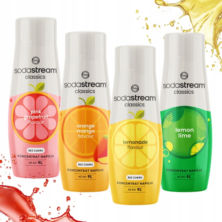 SYROP KONCENTRAT DO SATURATORA SODASTREAM SOK ZESTAW MIX SMAKÓW 4x 440ML