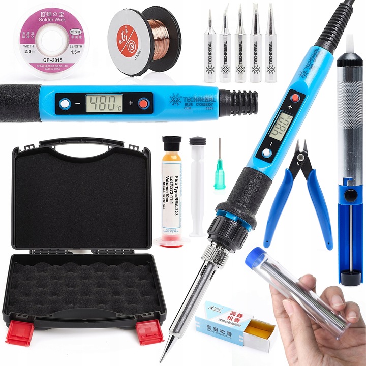 PRECYZYJNA LUTOWNICA TECHREBAL TBC80W Z LCD 80W + ZESTAW AKCESORIÓW 14W1