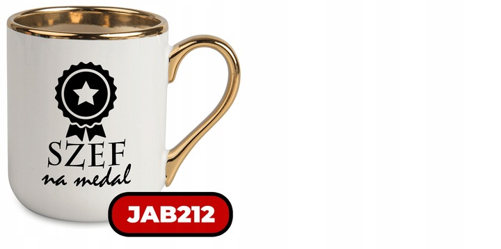 Kubek Elegant Biały Ucho Rant złoty PREZENT DLA SUPER SZEFOWA MiX WZORÓW