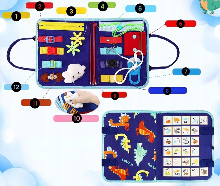 Tablica Manipulacyjna Sensoryczna dla Dzieci Miękka Edukacyjna Montessori