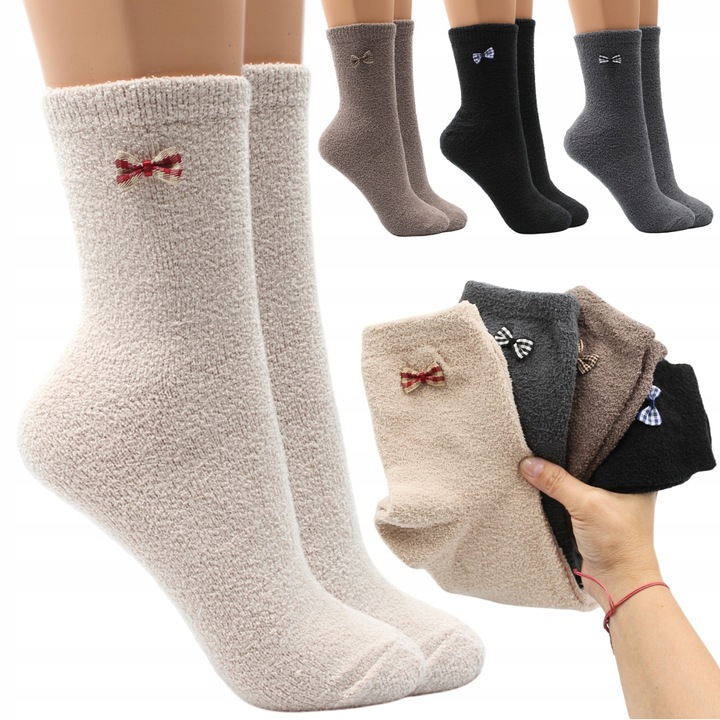 4x Bawełniane skarpetki damskie Ciepłe MIĘCIUTKIE skarpety BUKLA 39-42
