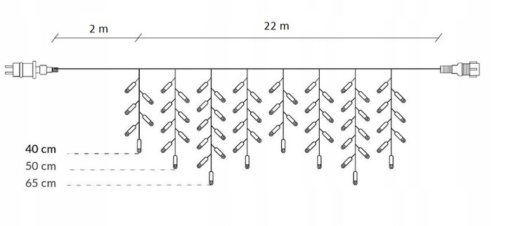 SOPLE 500 LED KURTYNA LAMPKI ZEWNĘTRZNE Białe Zimnee 24m Lampki Girlanda