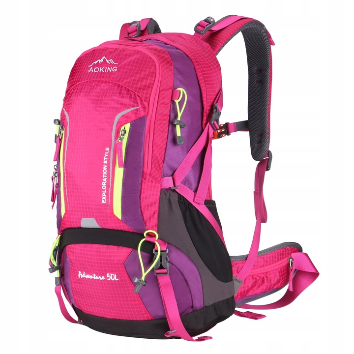 Plecak turystyczny 43l AOKING - fuksja, podzielna komora, wygodny