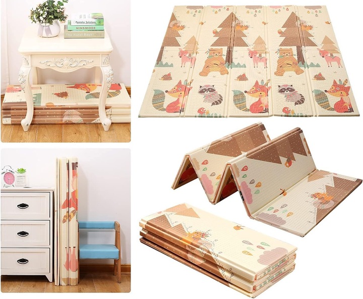 Mata Edukacyjna Piankowa Dwustronna Składana Mata dla Dzieci Duża 200x180cm