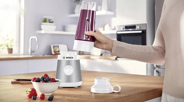 Blender kielichowy Bosch MMB2111T 450W Stalowe ostrze Butelka ToGo Sportowy
