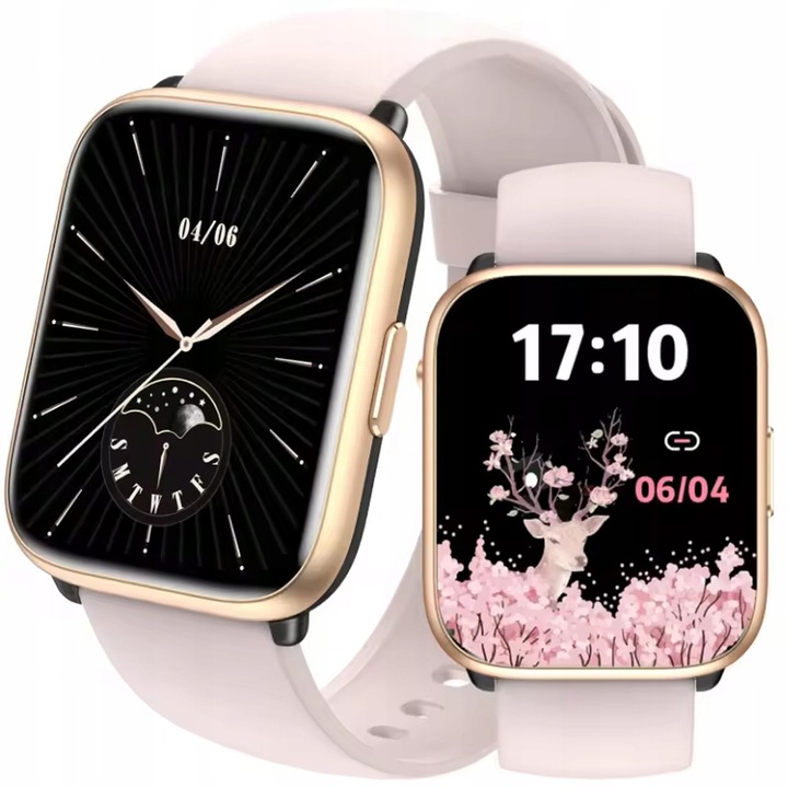 SMARTWATCH ZEGAREK POLSKIE MENU ROZMOWY SPORT SMART WATCH DAMSKI 2 PASKI