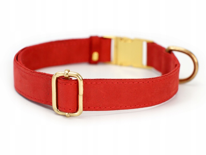 Obroża Dla Psa Skórzana z Grawerem r. L Czerwony
