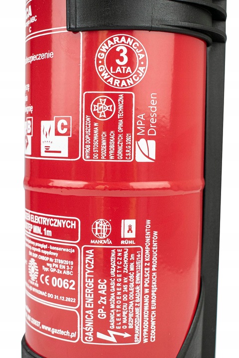 Gaśnica proszkowa Gaz-tech GP-2x ABC 2 kg