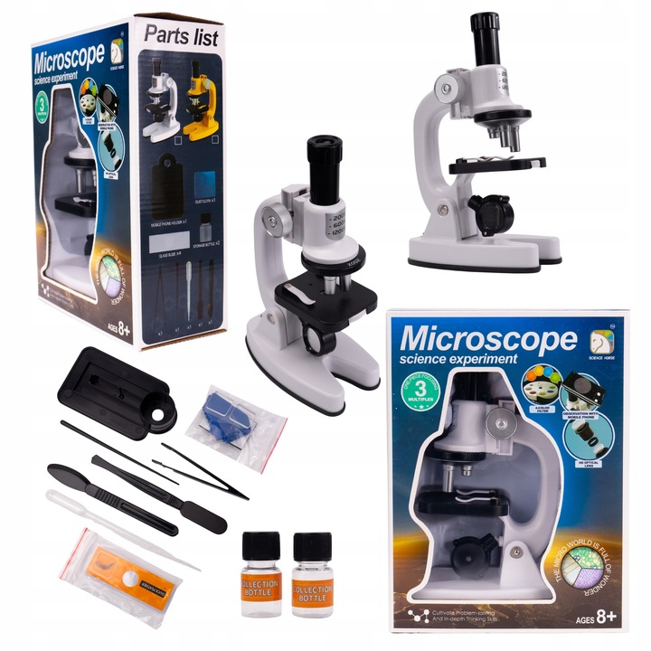 MIKROSKOP EDUKACYJNY ŚWIATŁA LED PRZYBLIŻENIE 1200X PREZENT DLA DZIECKA