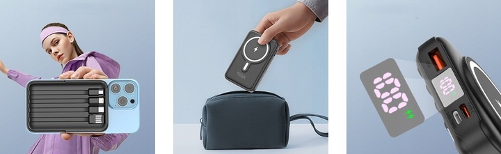 SZYBKI BEZPRZEWODOWY POWER BANK z MagSafe INDUKCYJNY PODSTAWKA 10000mAh