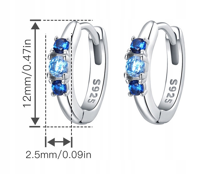 Kolczyki Srebrne PRÓBA 925 KOŁA OBRĘCZE SREBRO Kółka z Cyrkoniami Damskie