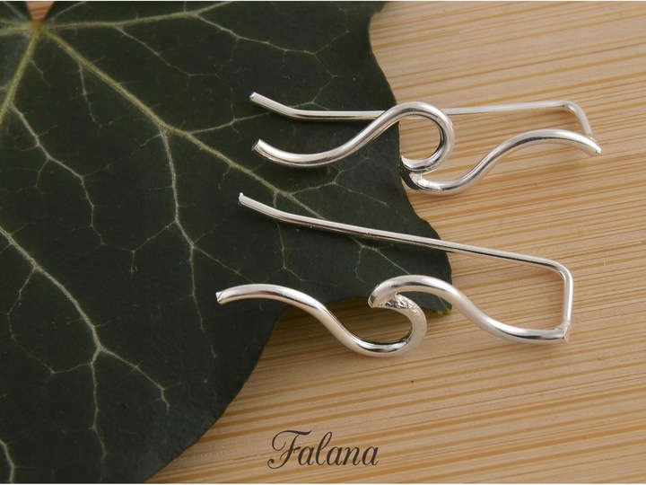 NAUSZNICE SREBRNE KOLCZYKI FALE DRUCIKI WAVE kn187