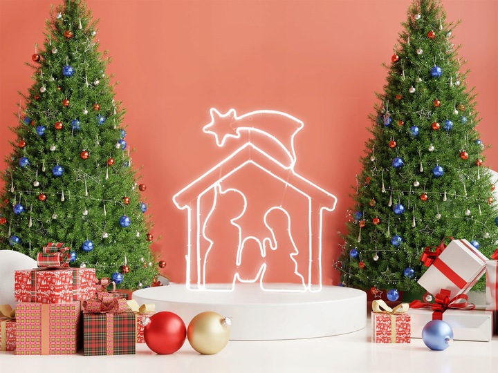 Lampki Zewnętrzne Dekoracja Ozdoba LED Neon Biały Świąteczne Stajenka IP44